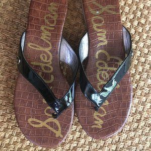 Sam Edelman Black Patent Leather Flip Flops